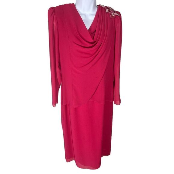 Ursula of Switzerland Vintage Pink Beaded Embellished Dress Women’s Size 10 - Picture 1 of 9